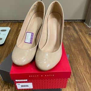 Tan patent leather heels